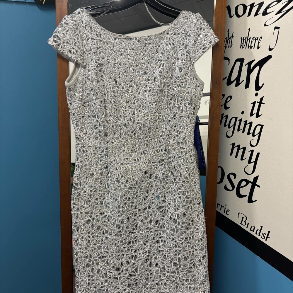 Elegant Silver Lace Dress